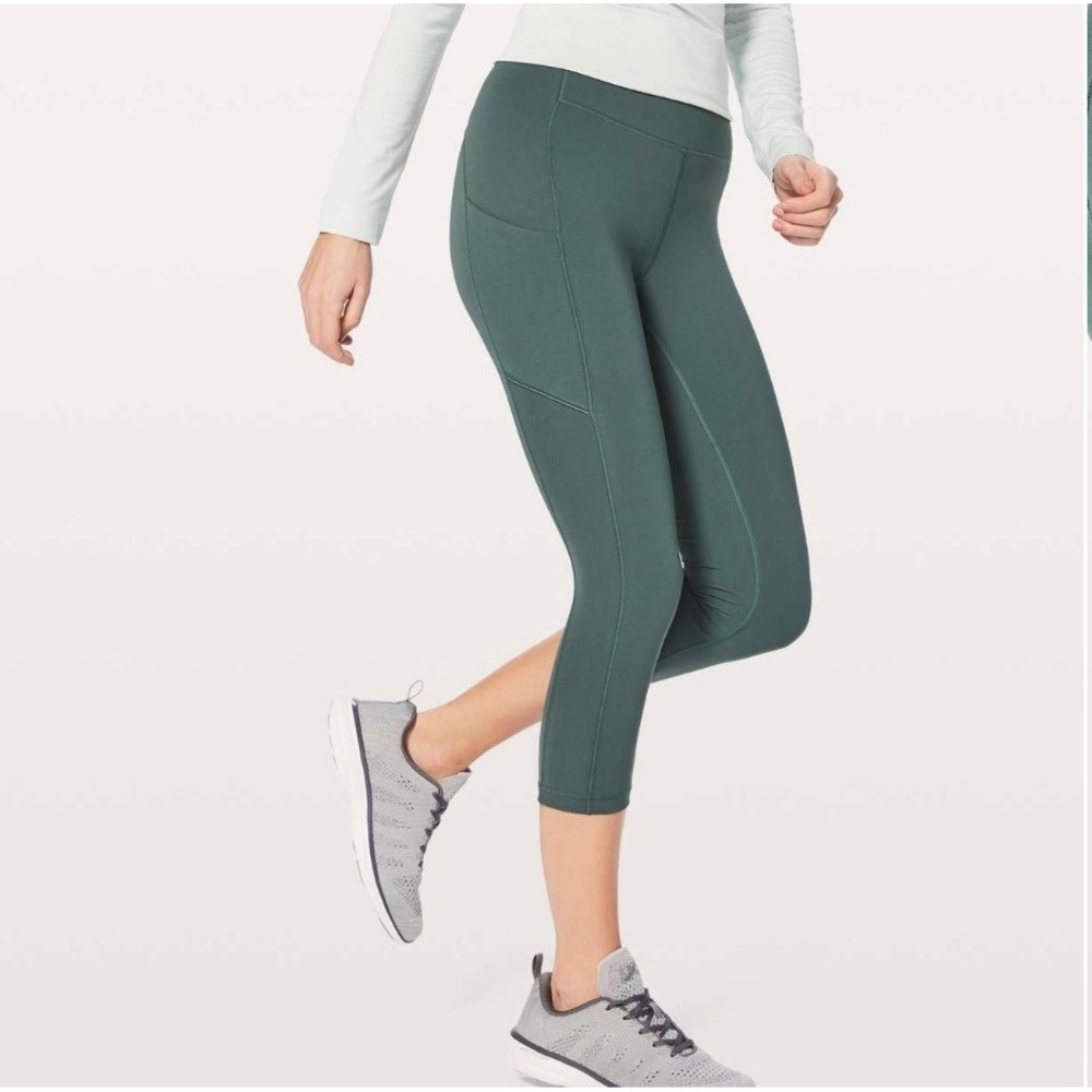 Lululemon Speed Up Crop 21" Dark Forest Green Luxtreme Running Leggings Size 4 - Picture 3 of 12